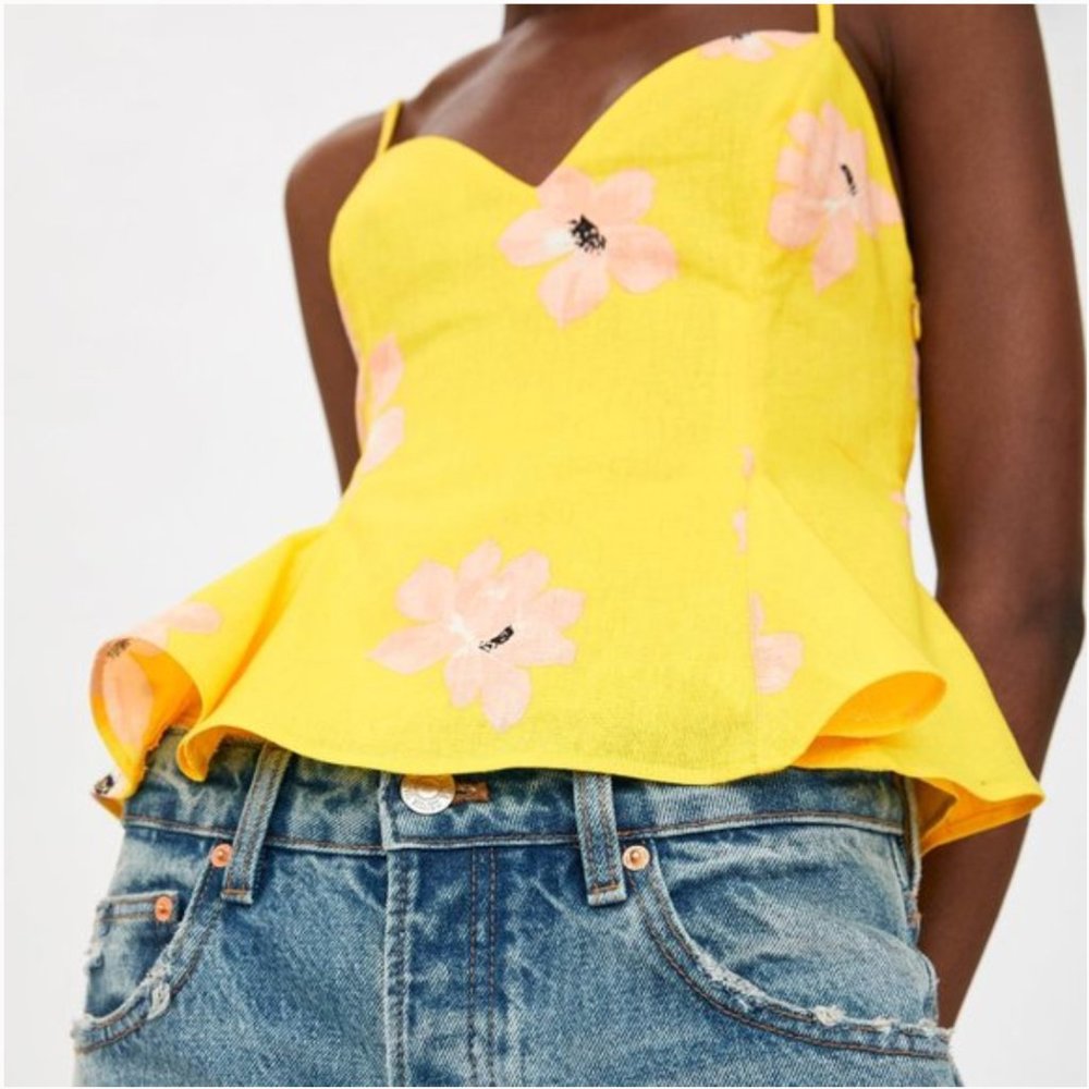 Zara Yellow Linen Tank